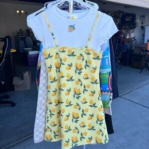 Girls Spring Dress - yellow and white